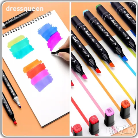 4343 Комплект алкохолни маркери – 48 цвята + практична чанта, снимка 4 - Други - 48905754