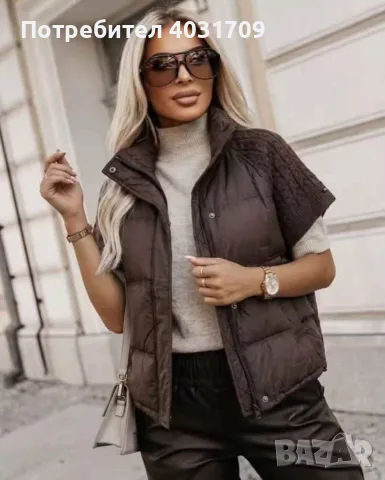 Дамски елек с плетен ръкав , снимка 2 - Елеци - 55777951