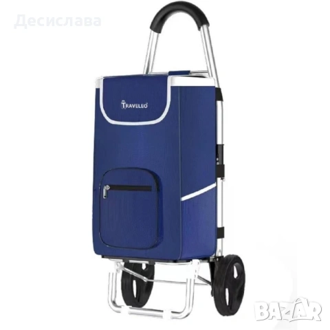 Сгъваема пазарска количка 56 литра Troll03Blue – лека, водоустойчива и стабилна , снимка 6 - Други - 53137455