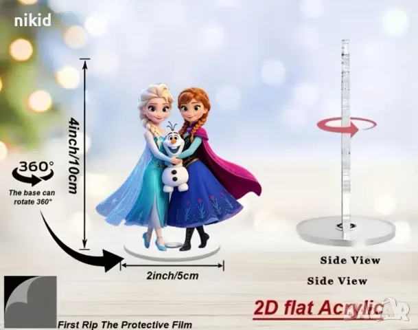 въртяща 360 ° Замръзналото кралство Елза Frozen 2D Акрилна Фигурка топер за торта връх рожден ден, снимка 3 - Други - 55973422