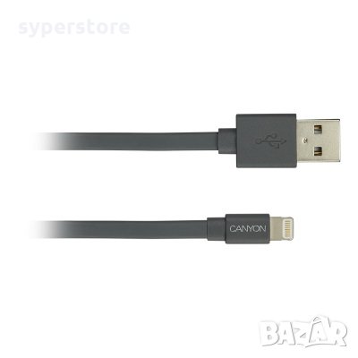 Кабел Lightning към USB CANYON CNS-MFIC2DG за iPhone 1m Тъмносив Плосък Lightning to USB