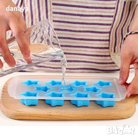 6393 Форма за лед със силиконово дъно Плодове и звездички, снимка 7 - Форми - 53346671