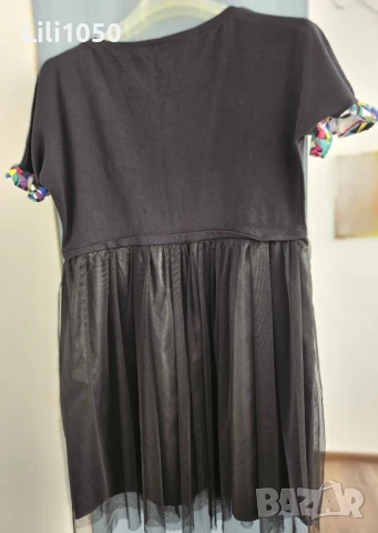 Черна РОКЛЯ  с тюл L/ XL, снимка 10 - Рокли - 50601355