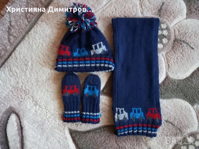 Бебешки комплект шал , шапка и ръкавички, снимка 1