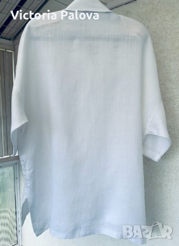 Голяма бяла риза-туника OPIUM Германия 100% лен, снимка 3 - Ризи - 37040801