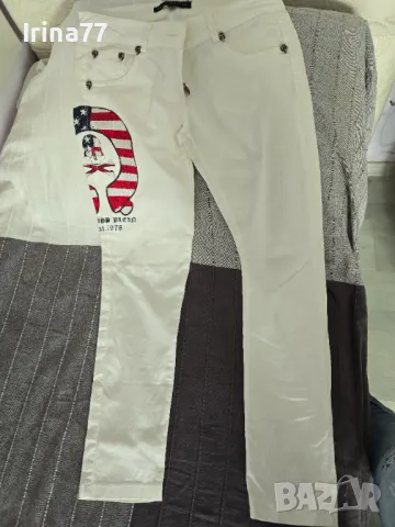 Бял панталон с камъни, снимка 2 - Панталони - 47393699
