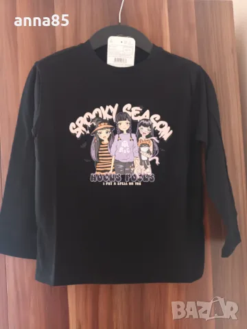 Черна блузка с три момиченца 116/122см, 122/128см