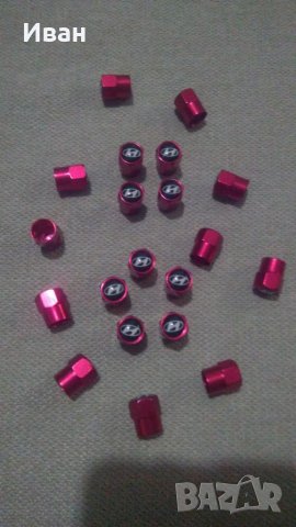 Шестограмни метални червени капачки за вентили винтили с емблеми на кола автомобил мотор джип, снимка 8 - Аксесоари и консумативи - 29435168
