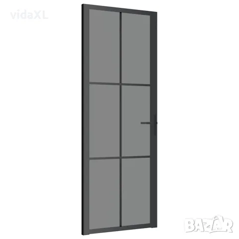 vidaXL Интериорна врата 76x201,5 см черна ESG стъкло и алуминий