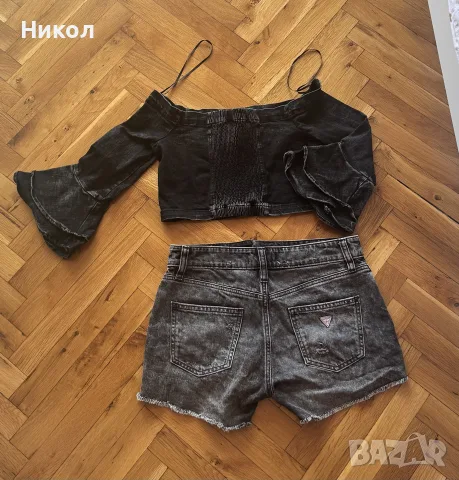 Къс топ ZARA от деним, снимка 3 - Корсети, бюстиета, топове - 56541127