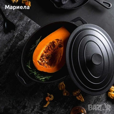 Чугунен гювеч с капак 5,1 литра. / Muhler Tika MR-4133CI 41x25x11cm., снимка 4 - Съдове за готвене - 54262901