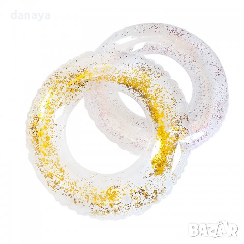 2862 Прозрачен надуваем пояс с брокатени частици, Ф48см