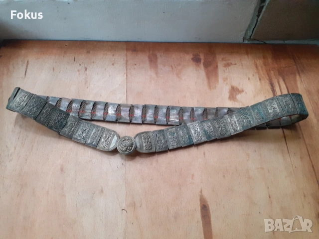 Стар автентичен възрожденски колан сребро сачан, снимка 2 - Антикварни и старинни предмети - 53269952