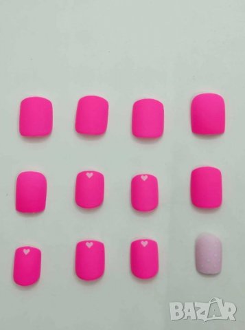 Комплект Разкошни Press-on Изкуствени Нокти 24 броя в Бонбонено Розов Цвят КОД nail163, снимка 3 - Продукти за маникюр - 39748466