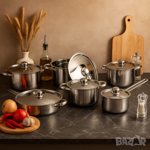 Професионален комплект тенджери Zeiplteir - 12 части, снимка 5 - Прибори за хранене, готвене и сервиране - 51947664