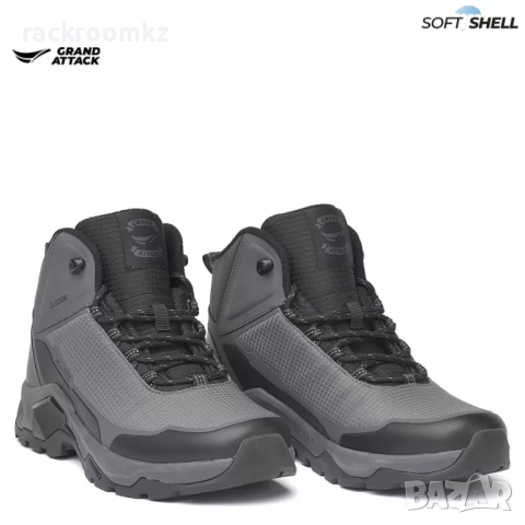 Мъжки туристически обувки Soft Shell с водоустойчив слой и подсилена подметка – 31053-2 grey, снимка 2 - Мъжки боти - 52469700