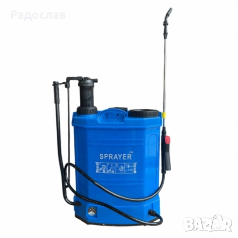 Пръскачка 2 в 1 с батерия и ръчно налягане – 16 литра, синя., снимка 5 - Селскостопанска техника - 51716261