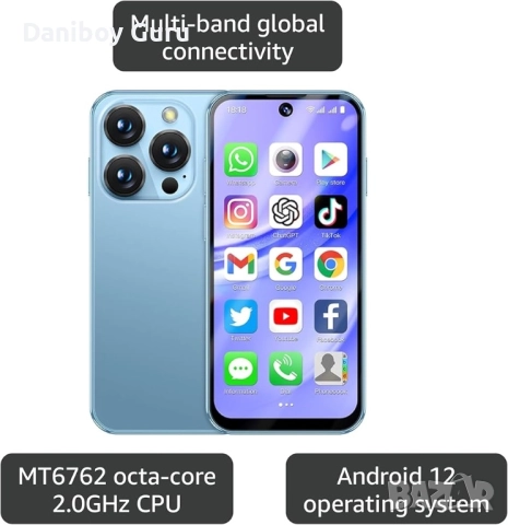 Мини Смартфон SOYES XS19 Pro, 3GB RAM, 32GB ROM, 3,88-инчов мини, 4G Android 12, Син, снимка 5 - Телефони с две сим карти - 52823190