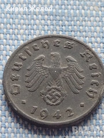 Монета 1 райхсфенинг 1942г. Германия Трети Райх с СХВАСТИКА 31569, снимка 5 - Нумизматика и бонистика - 42822998