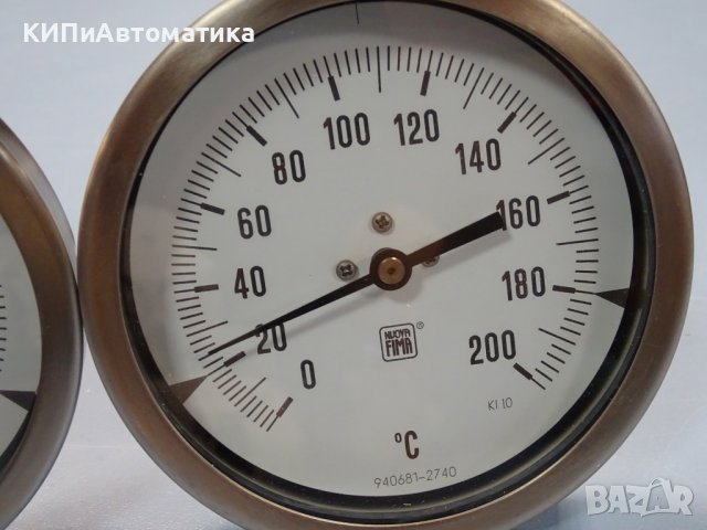 биметален термометър NUOVA FIMA Ø110mm G1/2 KL1 0/+200°C L- 100-300mm, снимка 6 - Резервни части за машини - 37104073