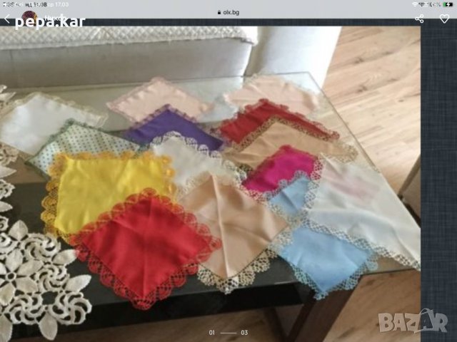 Подаръчни Луксозни кърпички с ръчно плетена дантела, снимка 1 - Други - 32200489