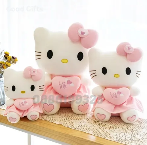 Голяма плюшена играчка Кити Hello Kitty Love, Розово Коте Кити, снимка 2 - Плюшени играчки - 47316736