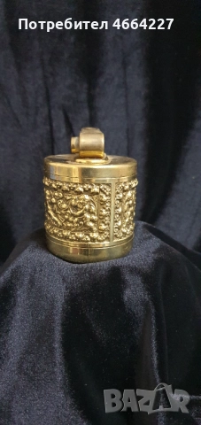 Старинна настолна запалка от месенг, снимка 2 - Антикварни и старинни предмети - 52860847