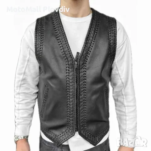 Кожен мото елек ROADER INDIAN с цип рокер клубен черен от S до 8XL 