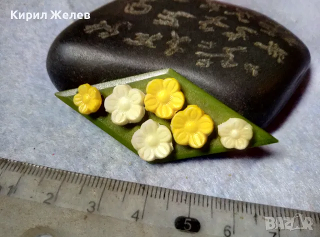 РОМБОВИДНА ВИНТИДЖ АРТ СТИЛ ФЛОРАЛНА БРОШКА 43525, снимка 4 - Други - 48829758