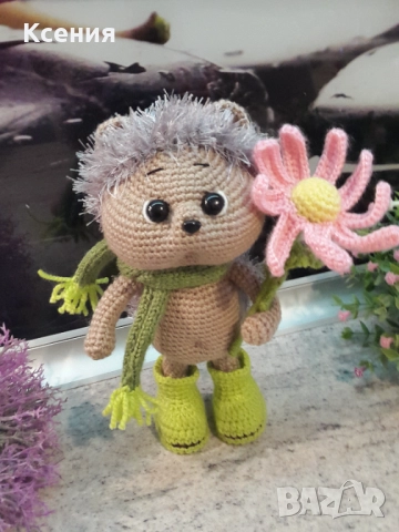 Плетена играчка ”Таралеж с лайка”, Плетени, ръчно изработени, прекрасен подарък, снимка 4 - Плюшени играчки - 52509936