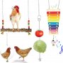 Нов комплект 4 броя играчки за пилета, кокошки, птици Ксилофон Люлка, снимка 1 - За птици - 34900003