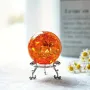 Елегантна Оранжева Кристална Топка с метална стойка в сребрист цвят,Фенг Шуй, снимка 2