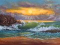 Море и вълни маслена картина, снимка 1 - Картини - 38028844
