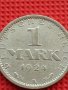 Сребърна монета 1 марка 1924г. Германия Ваймарска република 39615, снимка 2