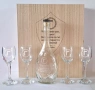 Гравиран сет с бутилка, 4 бр. чаши за алкохол + дървена кутия за Гергьовден, снимка 5