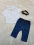 Бебешки дънки риза и папионка 0-3 месеца, снимка 1 - Комплекти за бебе - 40160384