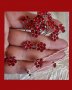 Фуркети цвете от червени кристали - 10 броя 