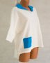 Дамска бяла блуза с контрастни елементи в синьо Margo Collection - 4XL, снимка 3
