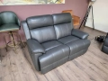 Тъмно сиви кожени дивани тройка и двойка с ел. релакс механизъм, снимка 7