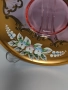 Чаша за чай от бохемски розов кристал с пищна позлата и флорални мотиви. , снимка 7