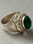 Антикварен съветски сребърен пръстен с малахит, снимка 5