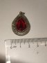 Сребърна висулка с червен камък , снимка 2