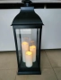 Соларна лампа - LED, фенер в черно с 3 бр. свещи, снимка 4