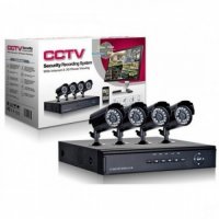 Пълен Комплект 4 камери + DVR 4-канален, CCTV, стойки кабели, адаптер,, снимка 3 - Комплекти за видеонаблюдение - 39155552