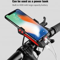 4 в 1 - Велосипедна светлина, Звънец, Поставка за GSM, Външна батерия, снимка 8 - Аксесоари за велосипеди - 29759927