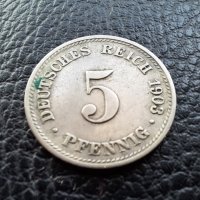 Стара монета 5 пфенига 1903 г. буква D -  Германия - рядка, хит цена !, снимка 4 - Нумизматика и бонистика - 39740376