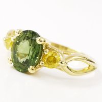 Дизайнерски женски златен пръстен със сапфир и диаманти, снимка 2 - Пръстени - 40543020