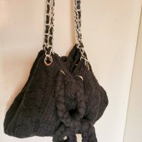 Чанта черна плетиво, снимка 3 - Чанти - 32199649