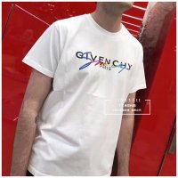 Мъжка тениска Givenchy Живонши 2XL с текст бродерия бяла имитираща, снимка 4 - Тениски - 25698951