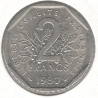 France-2 Francs-1980-KM# 942.1, снимка 1 - Нумизматика и бонистика - 42876707